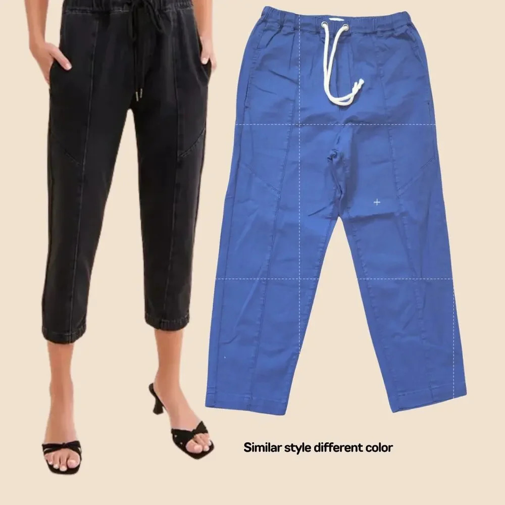 Pistola Revolve Pull On Crop Sz 26 Pants Drawstring Elastic‎ Waist Cobalt Blue